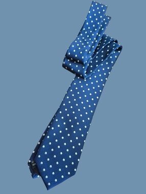 Vintage 60s  Blue Polka Dot Men's Silk Tie